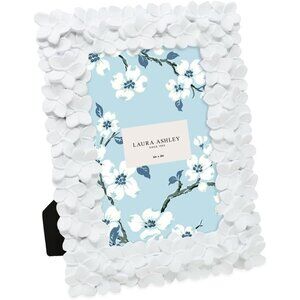 4x6 White Flower Textured Hand-Crafted Resin Picture Frame w/Easel & Hook for Ta